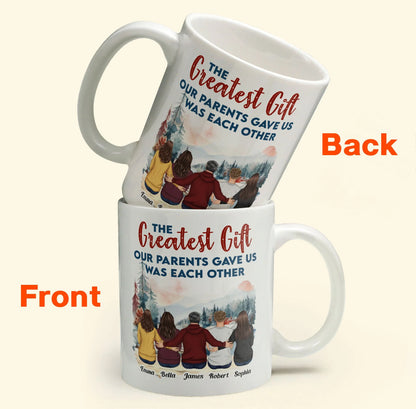 Mug material and size view - Personalized Sibling Mug