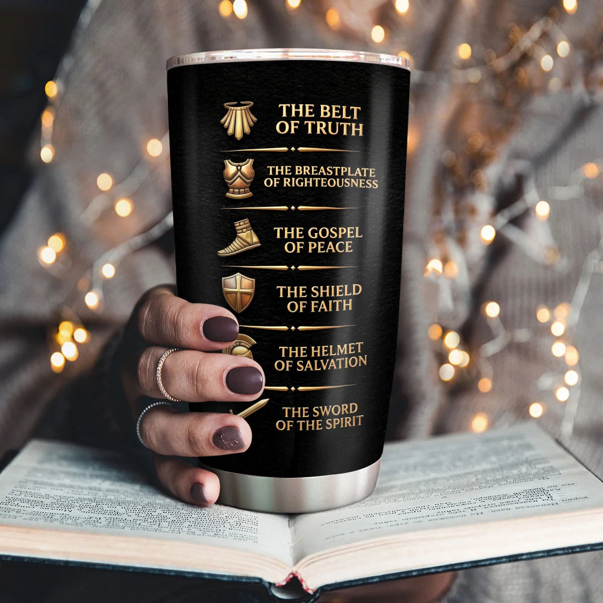 Put On The Full Armor Of God Personalized Tumbler - Christian Men Ephesians 6 Travel Mug