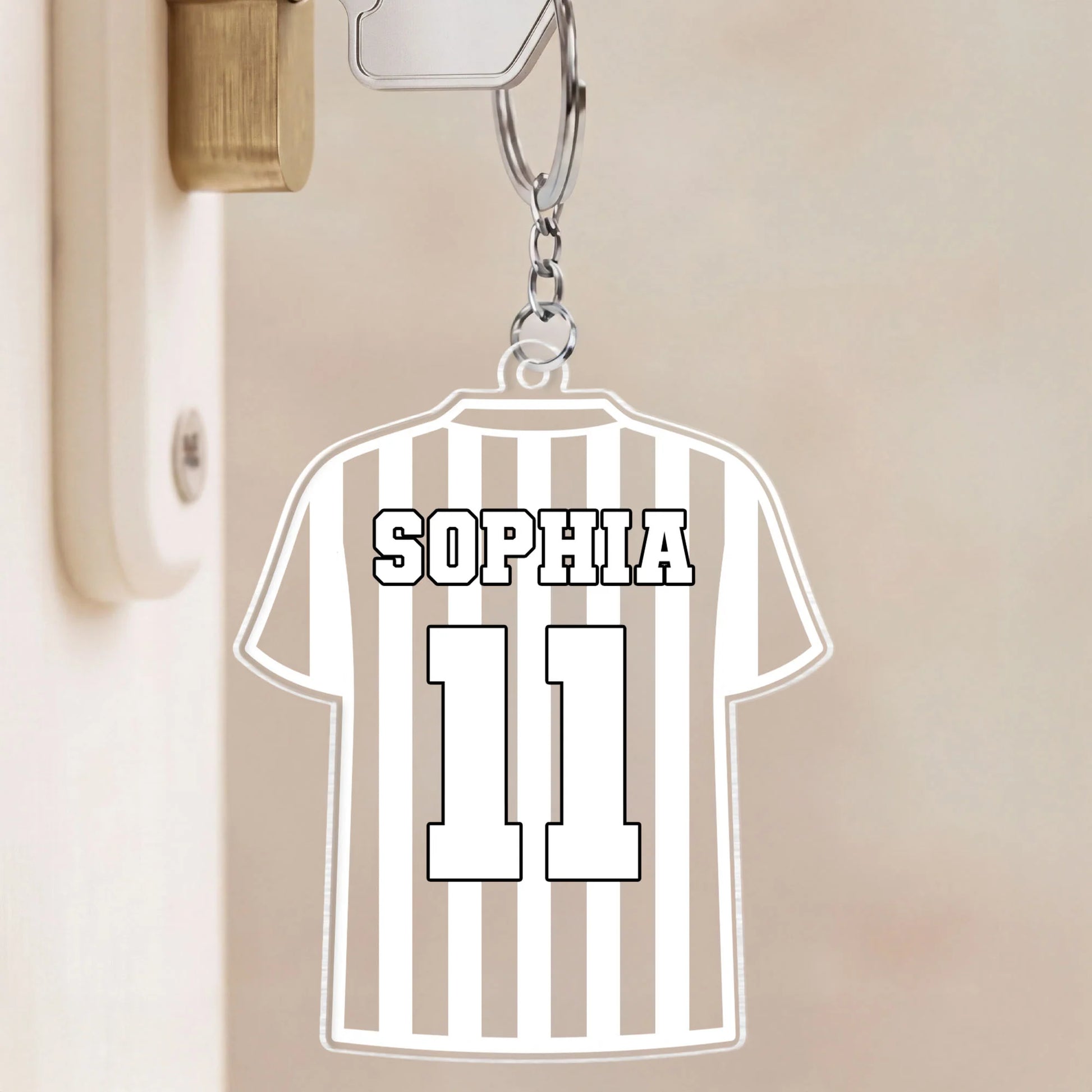 Custom Soccer Jersey Keychain personalization view for Mom
