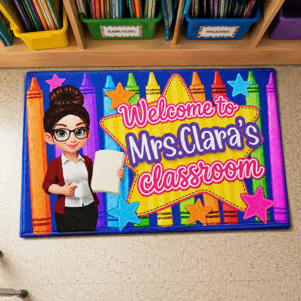 Doormat material and size view - Personalized Teacher Classroom Doormat