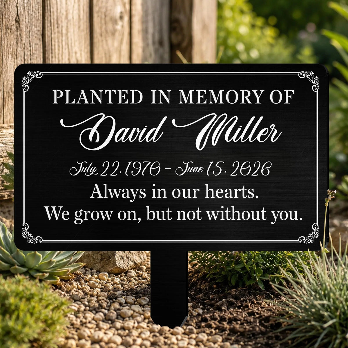 Planted In Memory Of Personalized Metal Garden Stake - Custom Memorial Tribute Yard Sign for Family