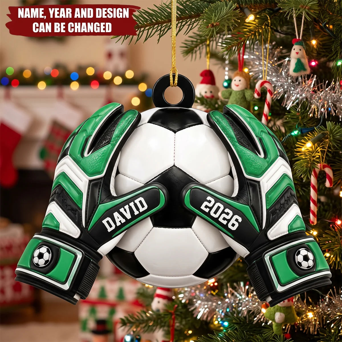 Soccer Goalie Personalized Wooden Ornament - Custom Goalkeeper Name Keepsake for Christmas Tree