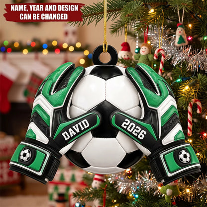 Soccer Goalie Personalized Wooden Ornament - Custom Goalkeeper Name Keepsake for Christmas Tree