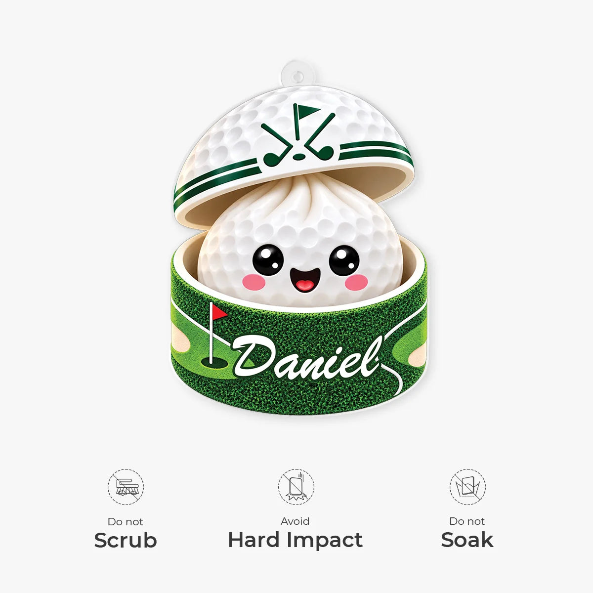 Cute Golf Dumpling Personalized Acrylic Ornament - Custom Golfer Name Keepsake Gift