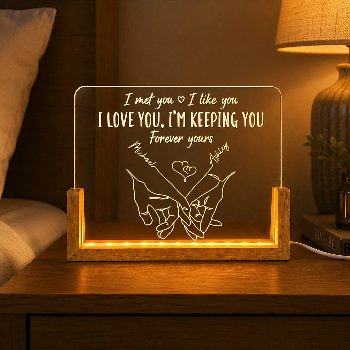 Personalized Couples Night Light for Husband with personalized design details for meaningful gifting