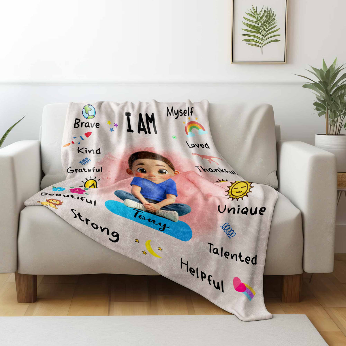I Am Brave, Kind, Grateful Smart Beautiful Blanket
