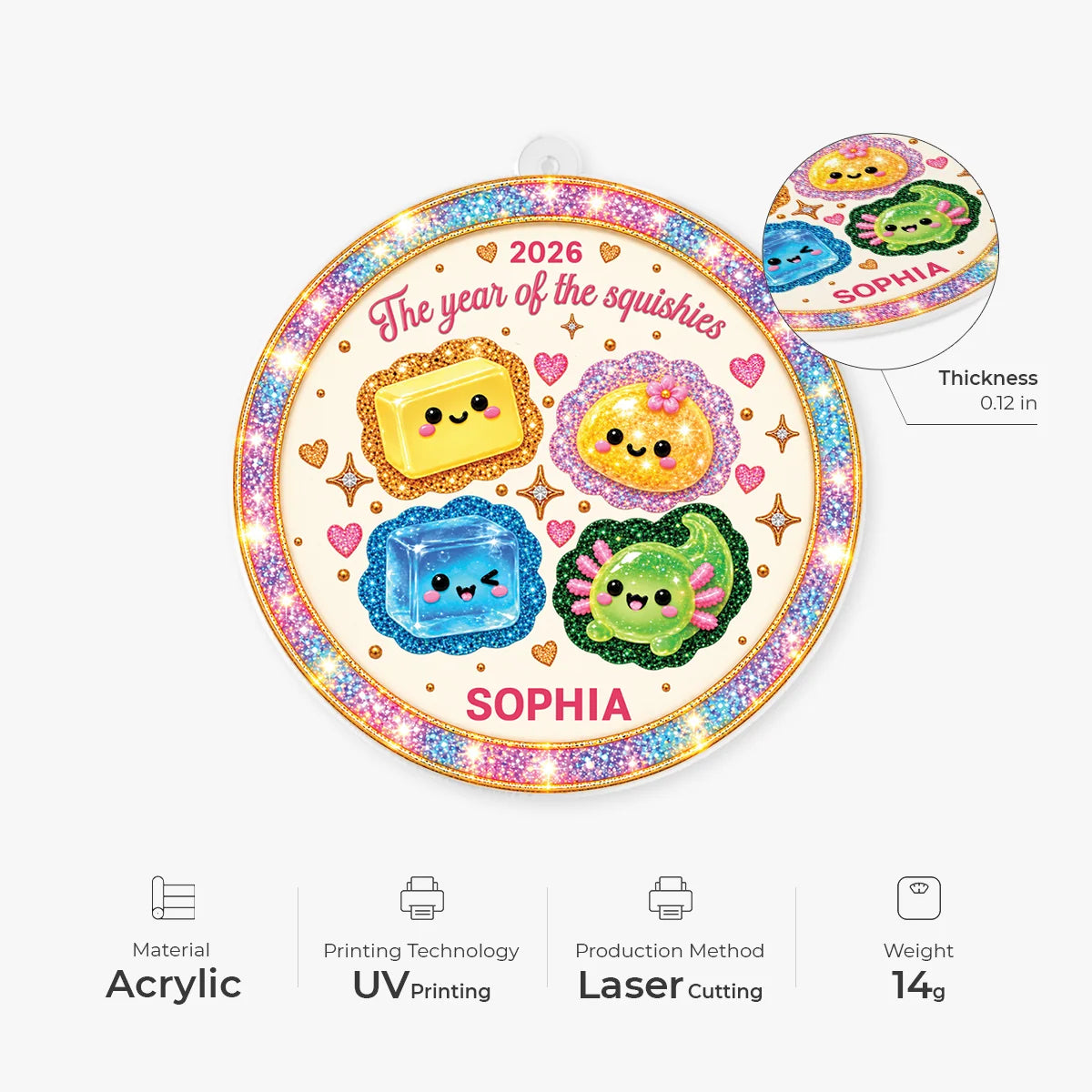 The Year Of The Squishies Personalized Acrylic Ornament - Custom Christmas Keepsake Gift for Kids & Babies