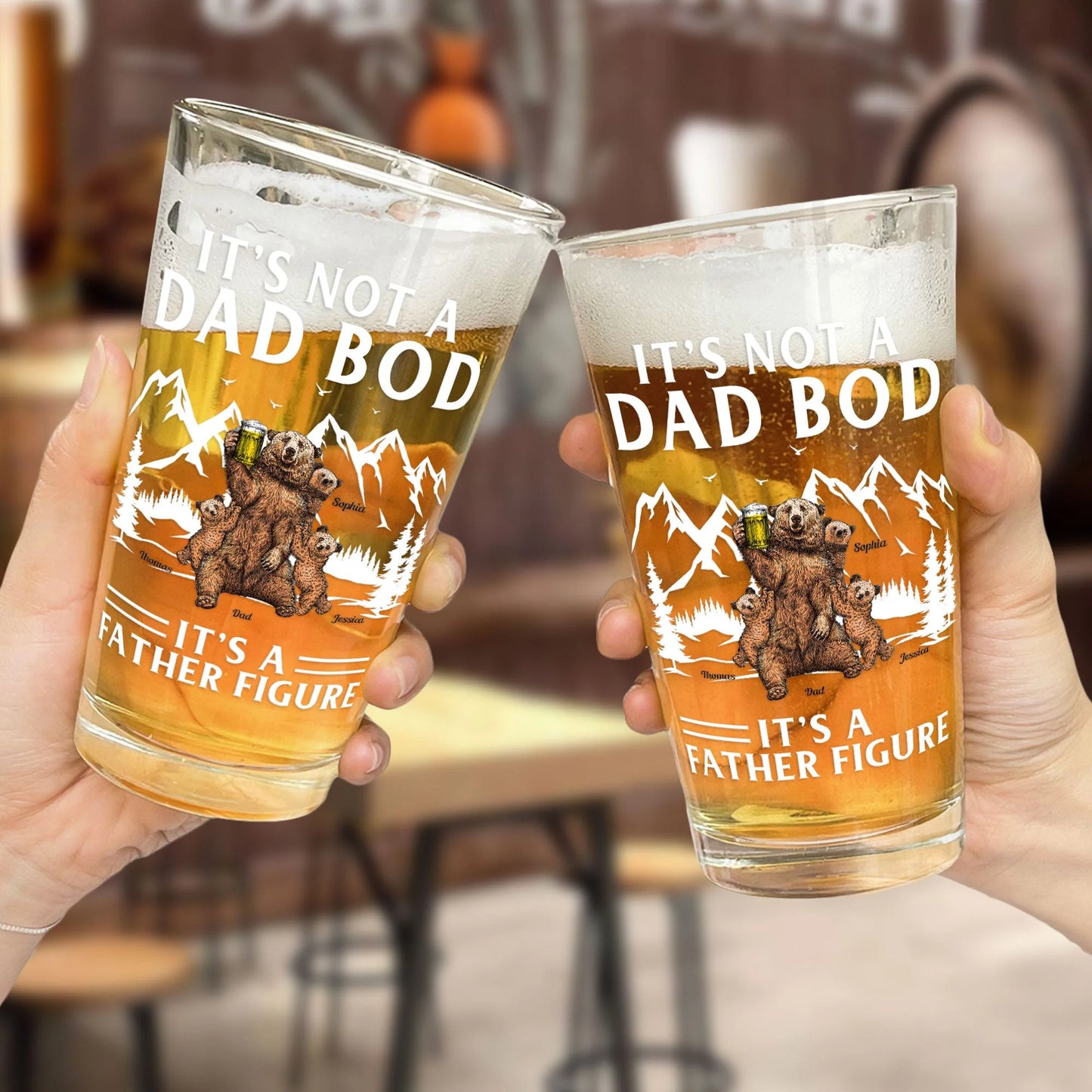 Custom Father Figure Beer Glass personalization view for Dad