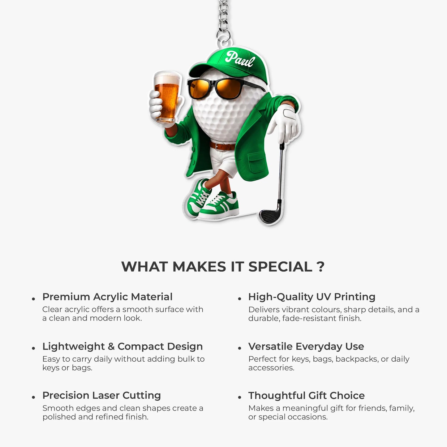 Custom Golf Keychain For Men for Dad with personalized design details for meaningful gifting image 6