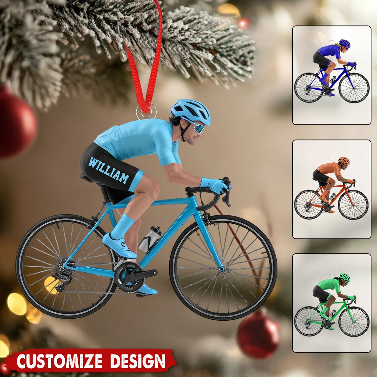 Personalized Road Bike Cyclist Christmas Ornament - Custom Cycling Enthusiast Acrylic Keepsake