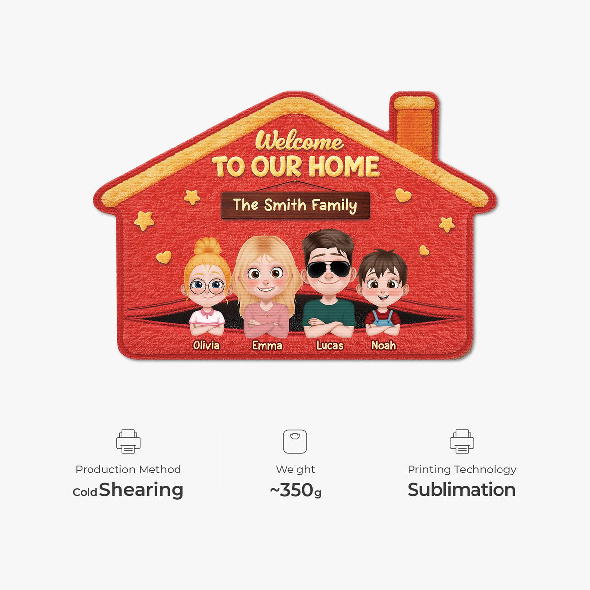 Welcome To Our Home Personalized Shaped Doormat - Custom Housewarming Gift for Family