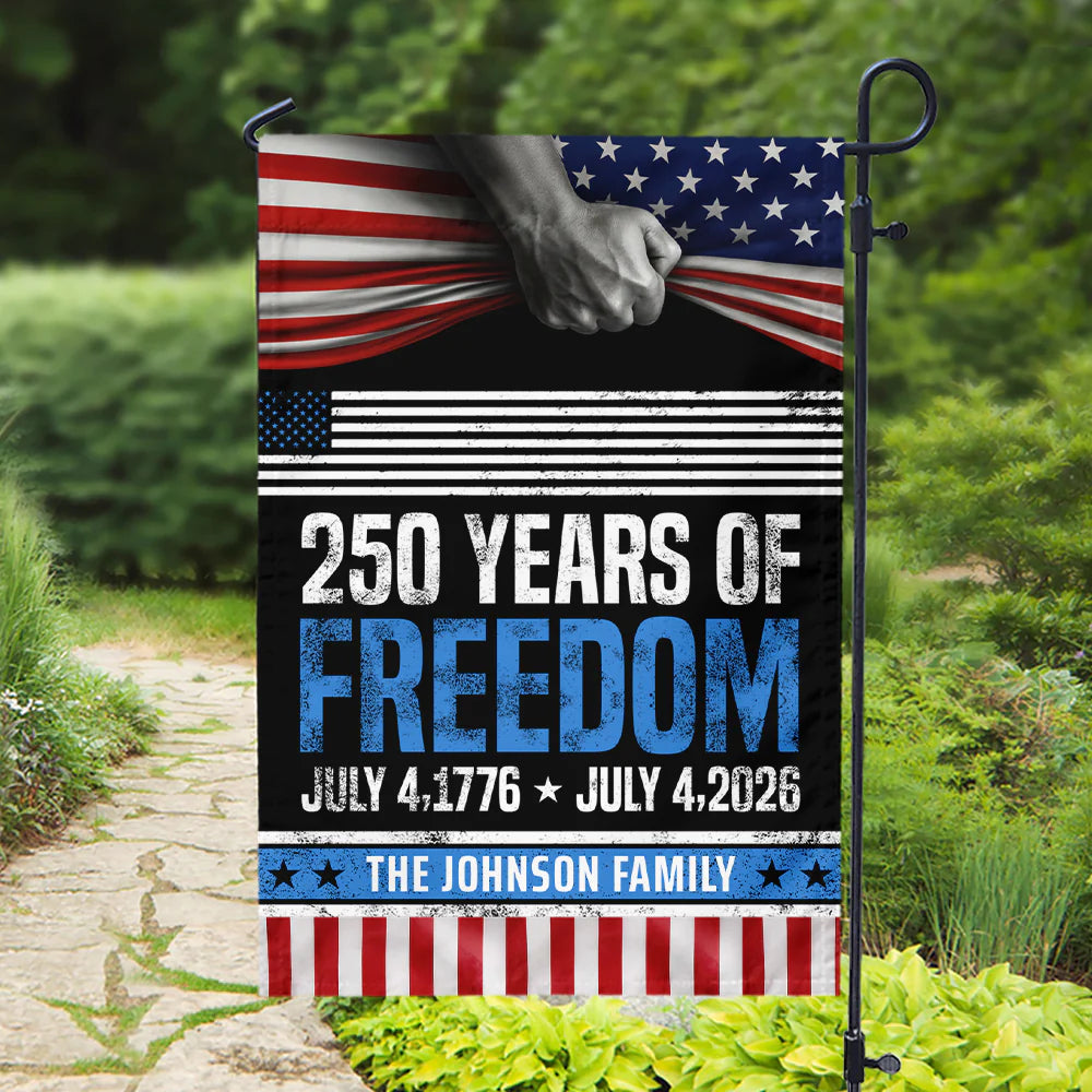 Custom 250 Years Of Freedom Garden Flag for Family with personalized design details for meaningful gifting image 6