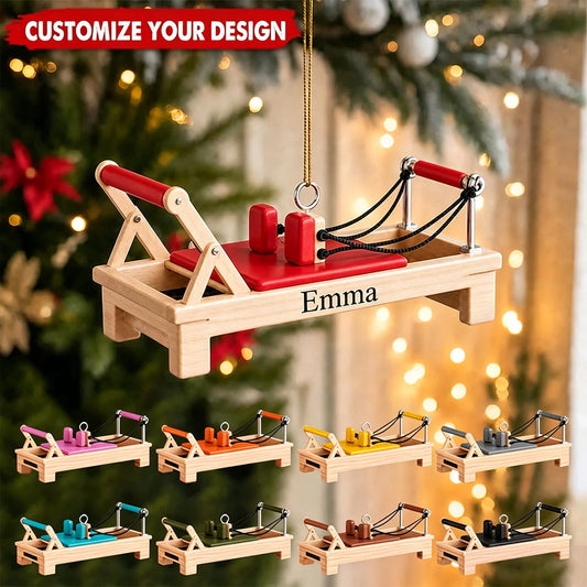 Personalized Pilates Reformer Acrylic Ornament - Custom Name Keepsake Gift for Pilates Lovers