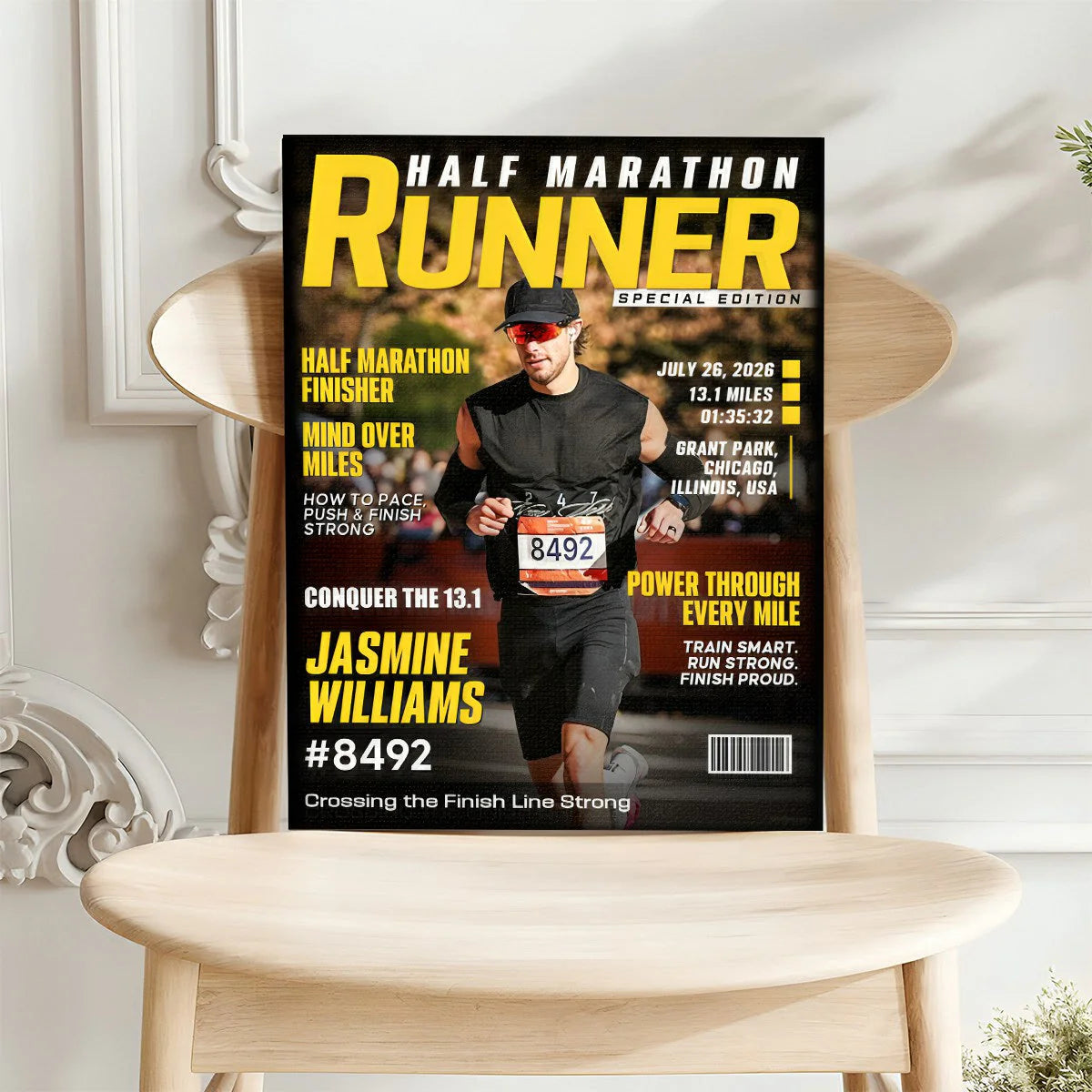 Custom Half Marathon Runner Magazine Cover for Yourself with personalized design details for meaningful gifting image 6
