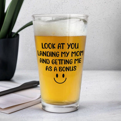 Mug material and size view - Personalized Bonus Dad Beer Glass