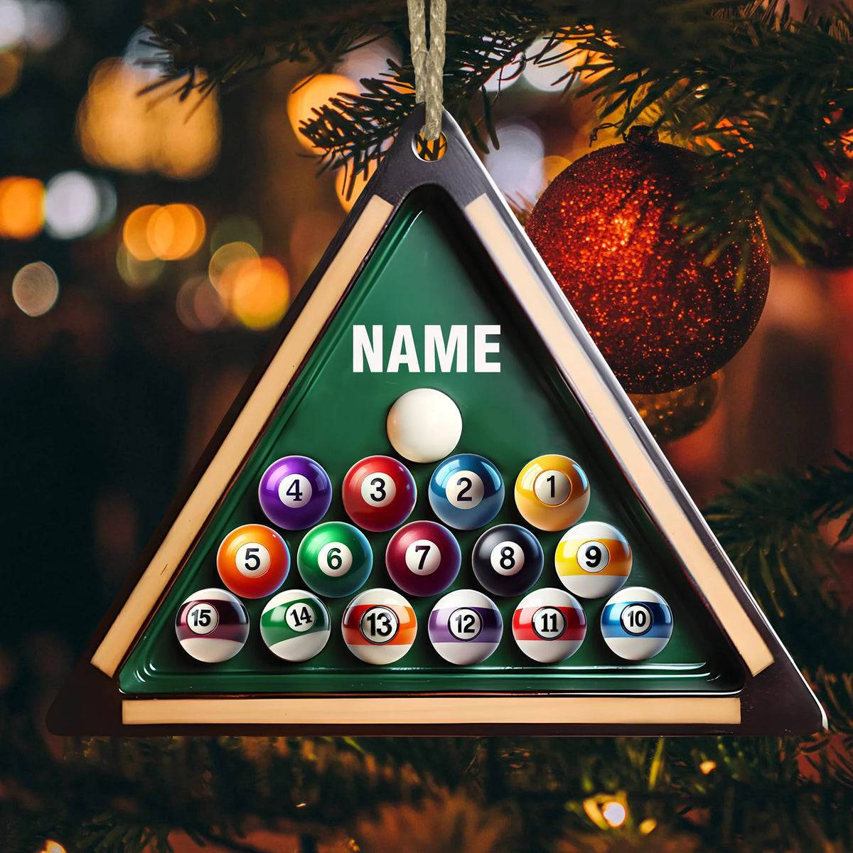 Personalized Billiards Christmas Acrylic Ornament - Custom Pool Table Name Keepsake Gift