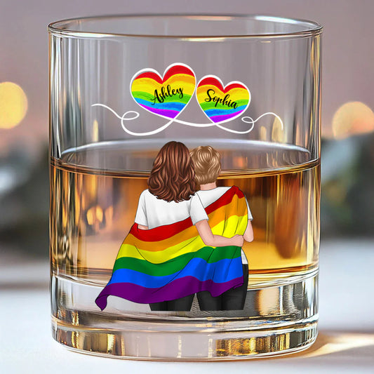 Custom Lgbtq Couple Whiskey Glass for Couples with personalized design details for meaningful gifting