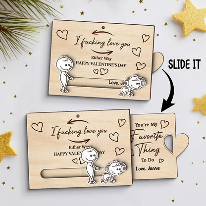 I Fucking Love You Personalized Sliding Wooden Ornament - Romantic Gift for Couples