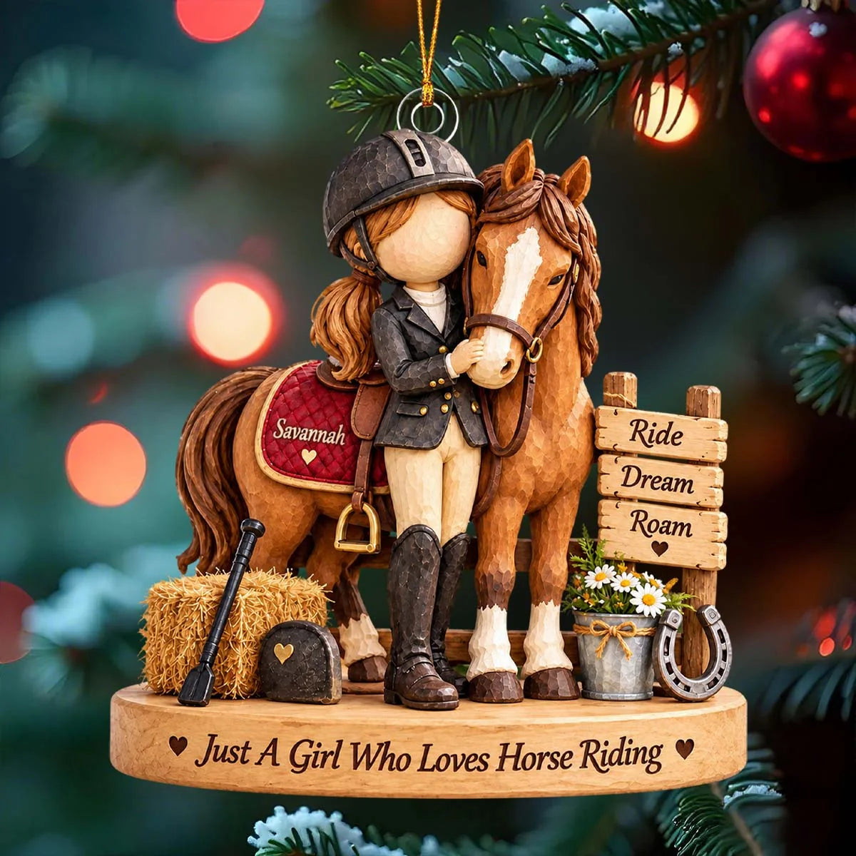 Just A Girl Who Loves Horse Riding Personalized Acrylic Ornament - Christmas Keepsake Gift for Horse Lovers