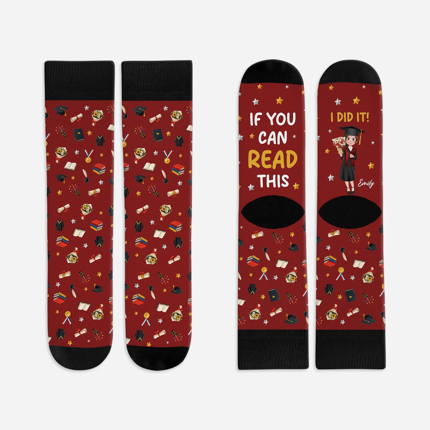If You Can Read This I Did It Socks - Personalized Graduation Gift Socks for Him or Her