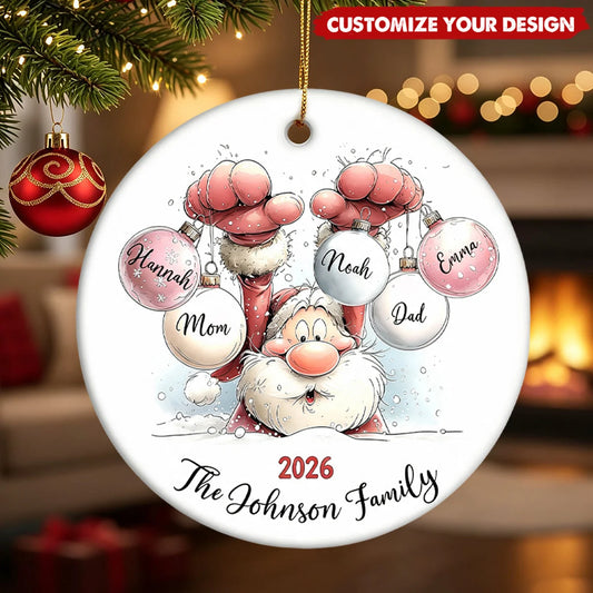 Personalized Ceramic Ornament - Custom Santa Keepsake