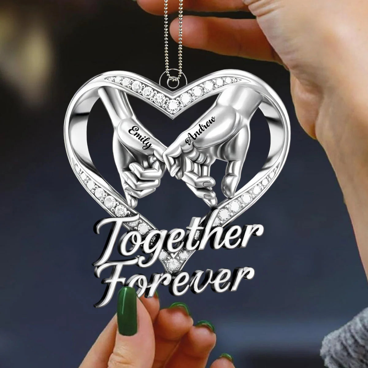 Together Forever Personalized Acrylic Car Ornament - Romantic Anniversary Gift for Couples