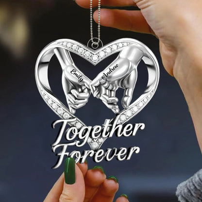 Together Forever Personalized Acrylic Car Ornament - Romantic Anniversary Gift for Couples
