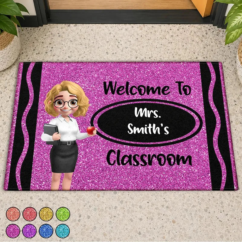 "Welcome To The Classroom" Personalized Teacher Doormat - Custom Teacher Gift