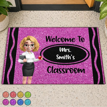 "Welcome To The Classroom" Personalized Teacher Doormat - Custom Teacher Gift