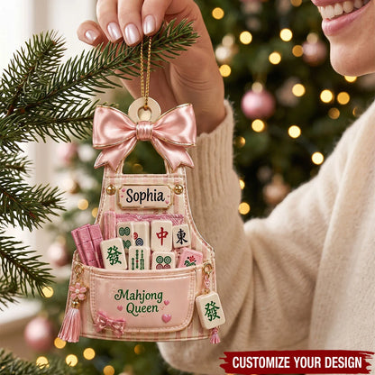 Mahjong Queen Personalized Christmas Ornament - Custom Wood Ornament Holiday Gift