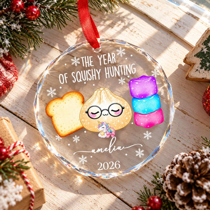 The Year of Squishy Hunting Personalized Glass Ornament for Kids and Squishy Lovers - Custom Christmas Keepsake Gift