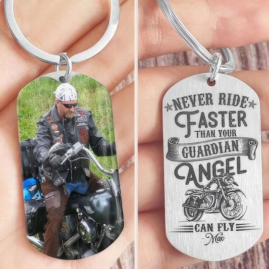 Personalized Biker Keychain for Husband with personalized design details for meaningful gifting