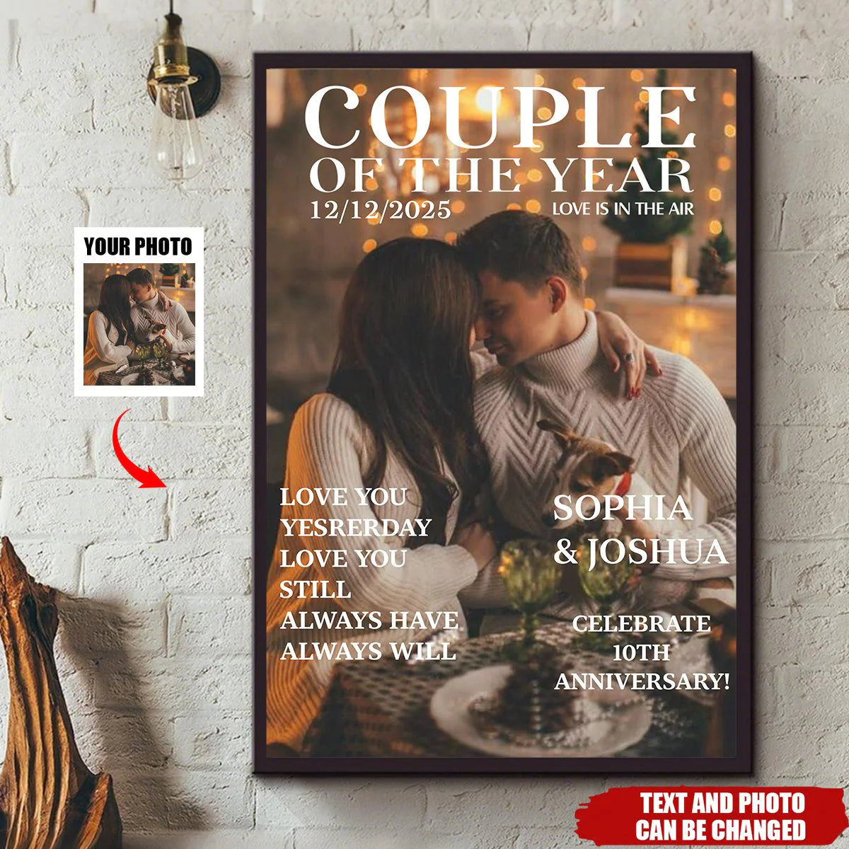 Custom Magazine Cover Canvas Print personalization view for Couples