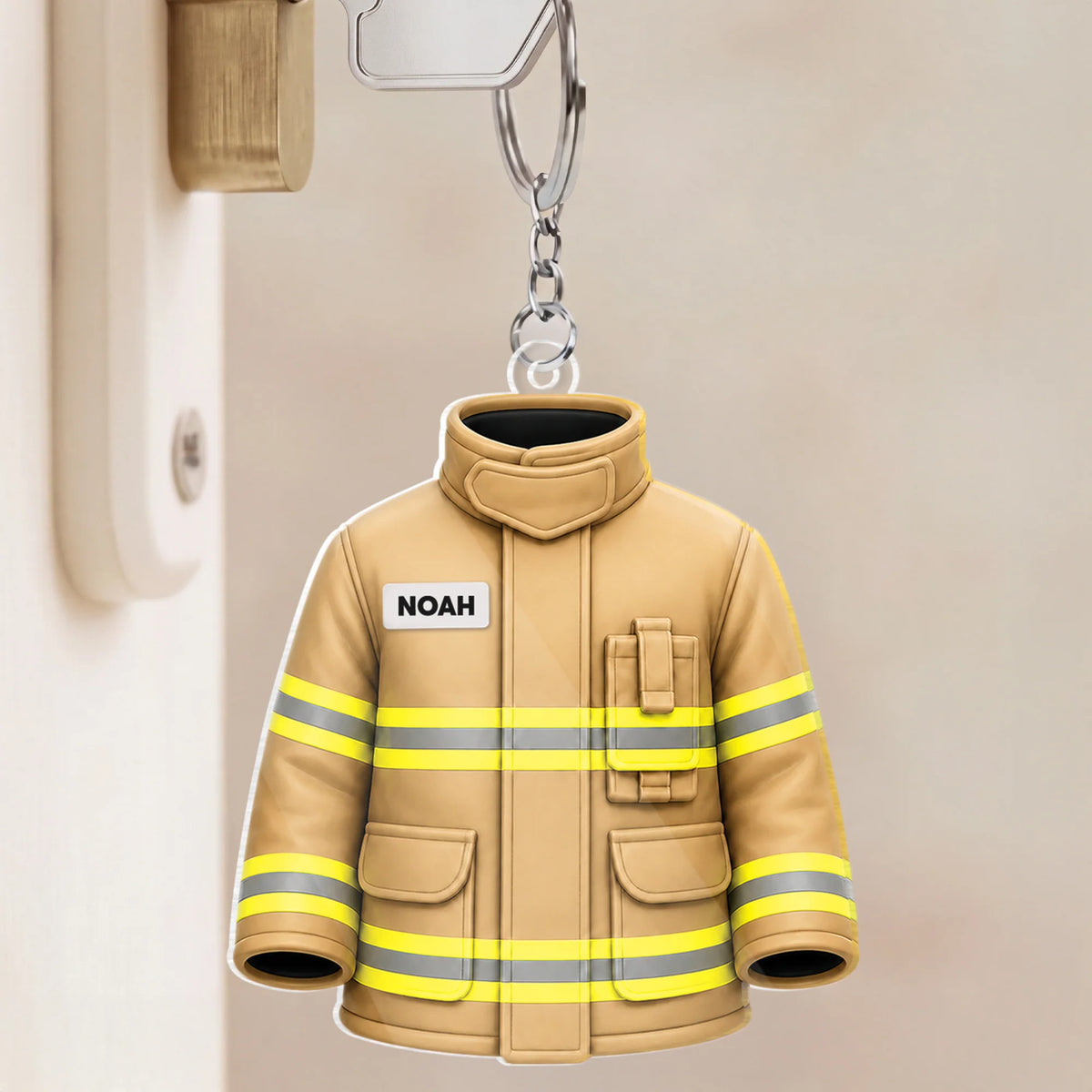 Firefighter Turnout Coat Personalized Acrylic Keychain - Custom Gift for Firefighter Heroes