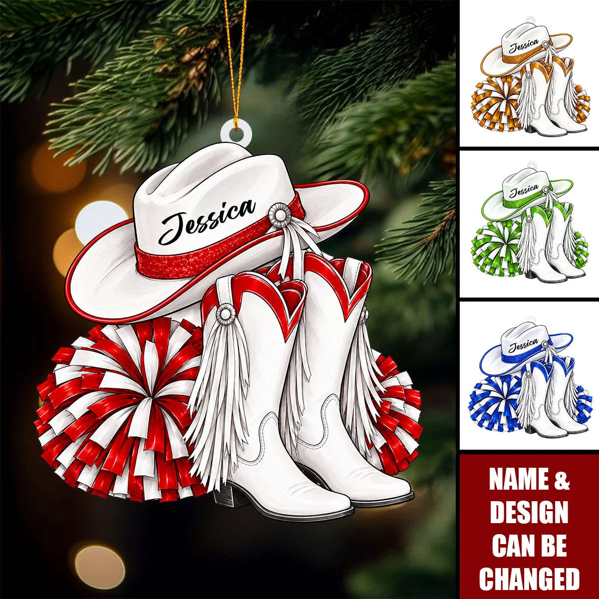 Personalized Drill Team Ornament - Custom Cowgirl Boots Christmas Keepsake Gift for Dancer