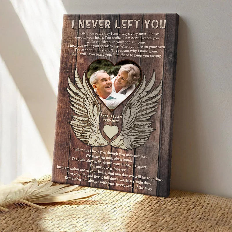 I Never Left You Personalized Memorial Canvas / Poster - Custom Photo Sympathy Keepsake for Loved One