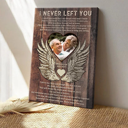 I Never Left You Personalized Memorial Canvas / Poster - Custom Photo Sympathy Keepsake for Loved One