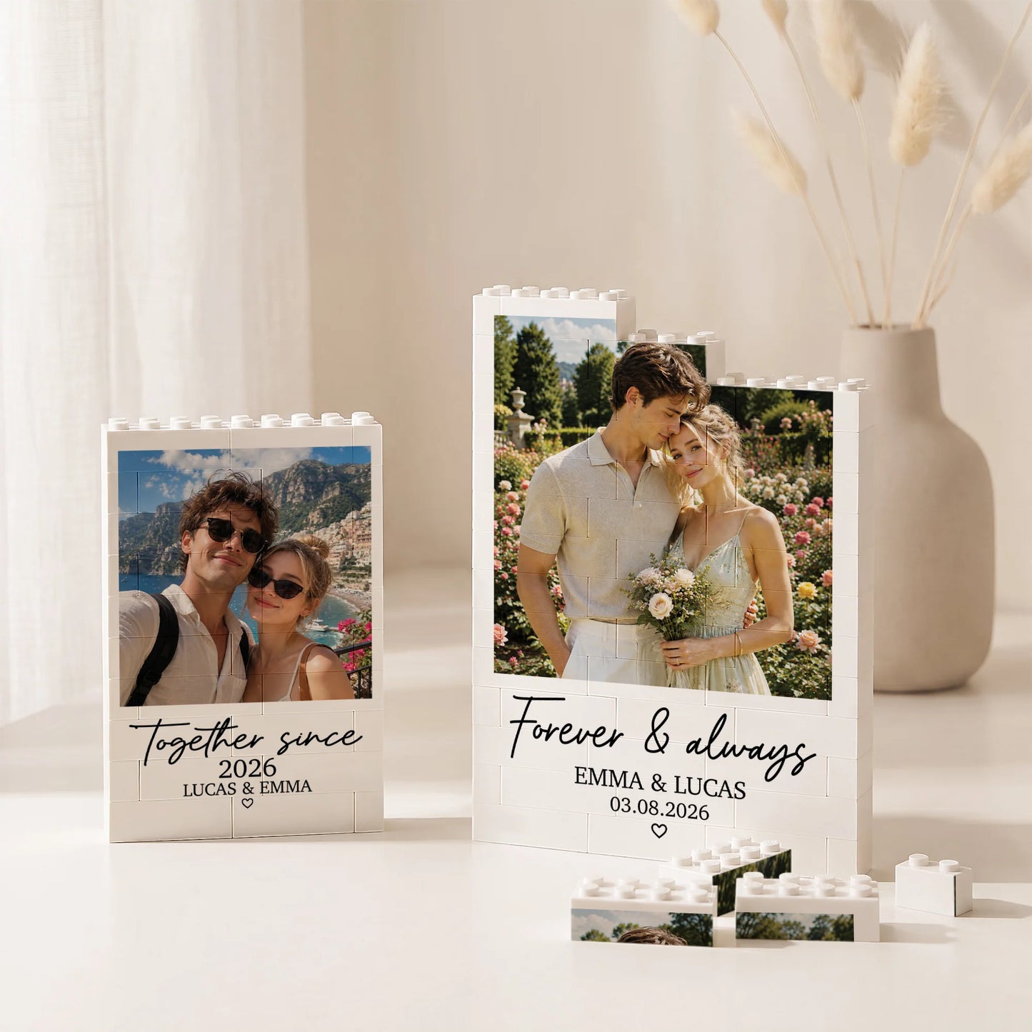 Forever & Always Personalized Photo Building Brick - Custom Picture Block Gift for Couples & Anniversary