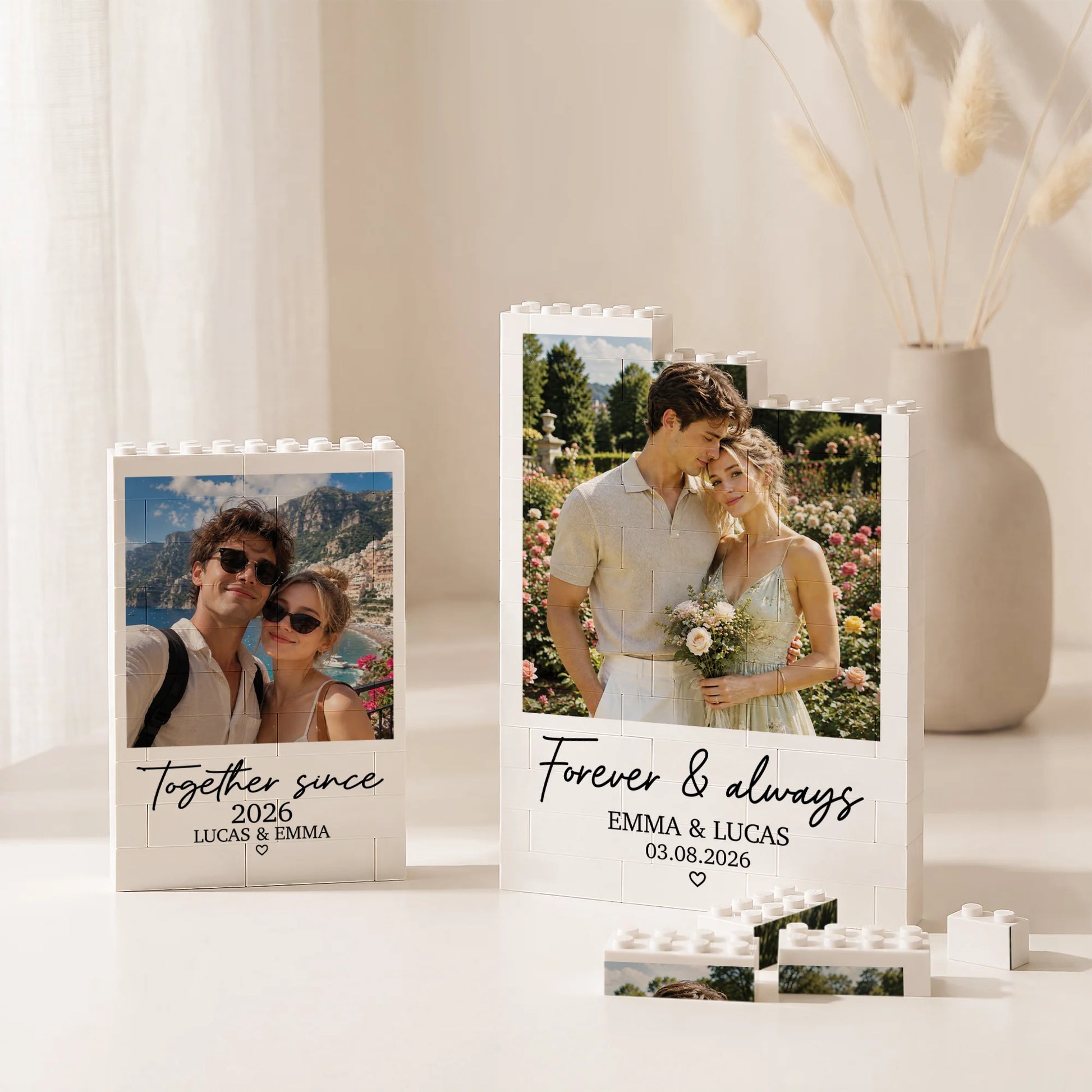 Forever & Always Personalized Photo Building Brick - Custom Picture Block Gift for Couples & Anniversary