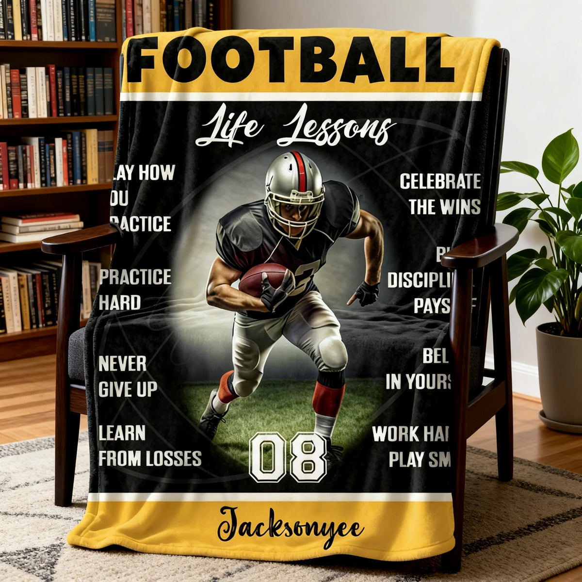 Football Life Lessons Personalized Blanket - Custom Name Gift for American Football Players