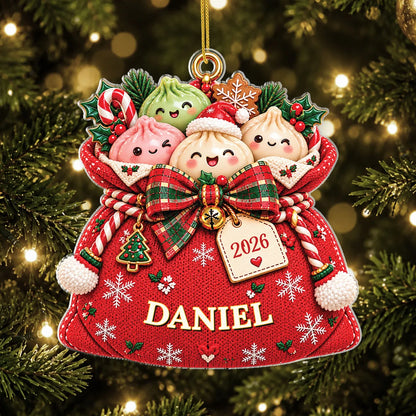 Cute Dumpling Sack Personalized Christmas Acrylic Ornament - Custom Gift for Kids and Family