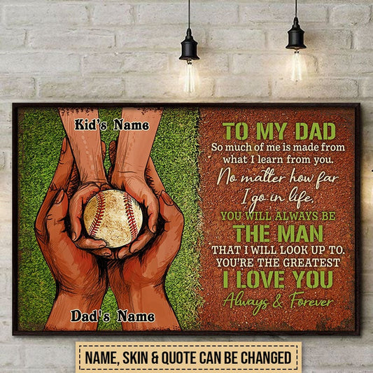 Thank You For Teaching Me To Catch And Throw - Personalized Baseball Dad & Child Hands Poster / Canvas