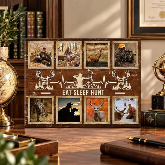"Eat Sleep Hunt" Personalized Deer Hunting Canvas / Poster - Custom Hunter Photo Collage Gift