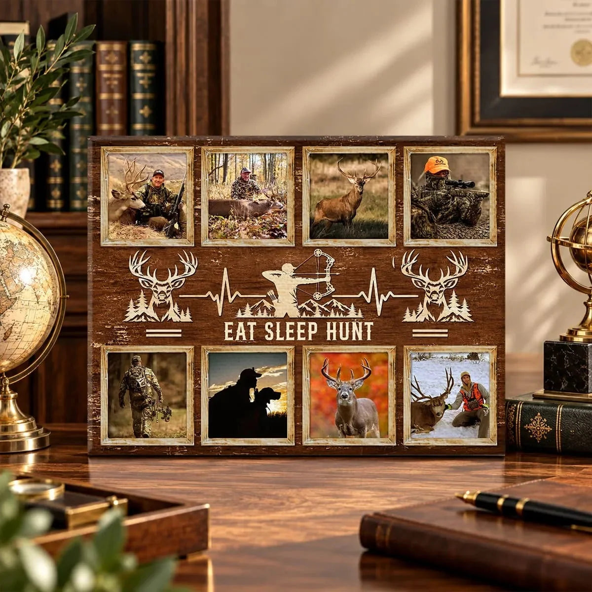 "Eat Sleep Hunt" Personalized Deer Hunting Canvas / Poster - Custom Hunter Photo Collage Gift