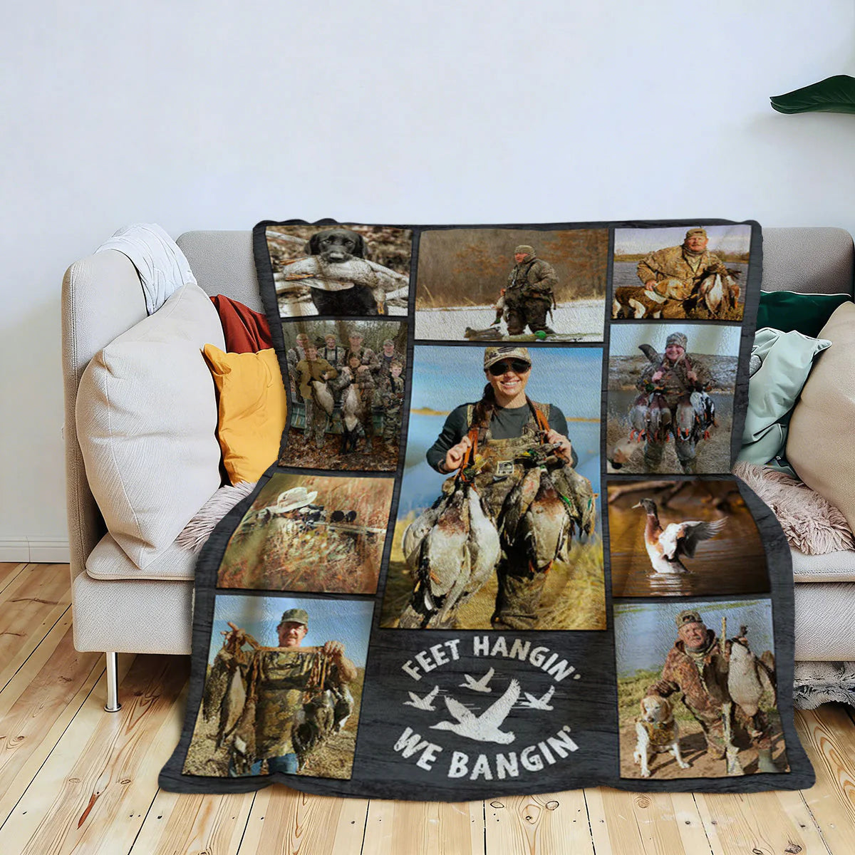 Blanket material and size view - Personalized Duck Hunting Blanket