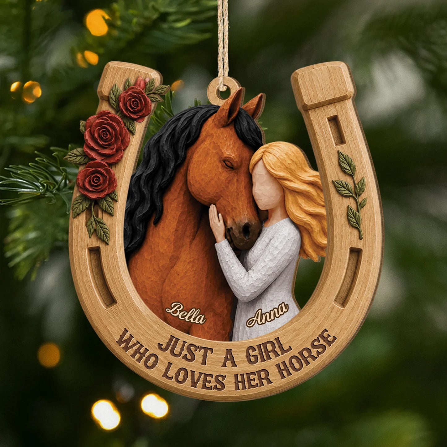 Personalized "Just A Girl Who Loves Her Horse" Wood Ornament - Custom Keepsake Gift for Horse Lovers