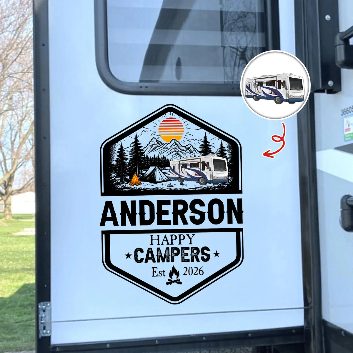 Personalized Family Adventures RV Decal - Custom Gift For Campers