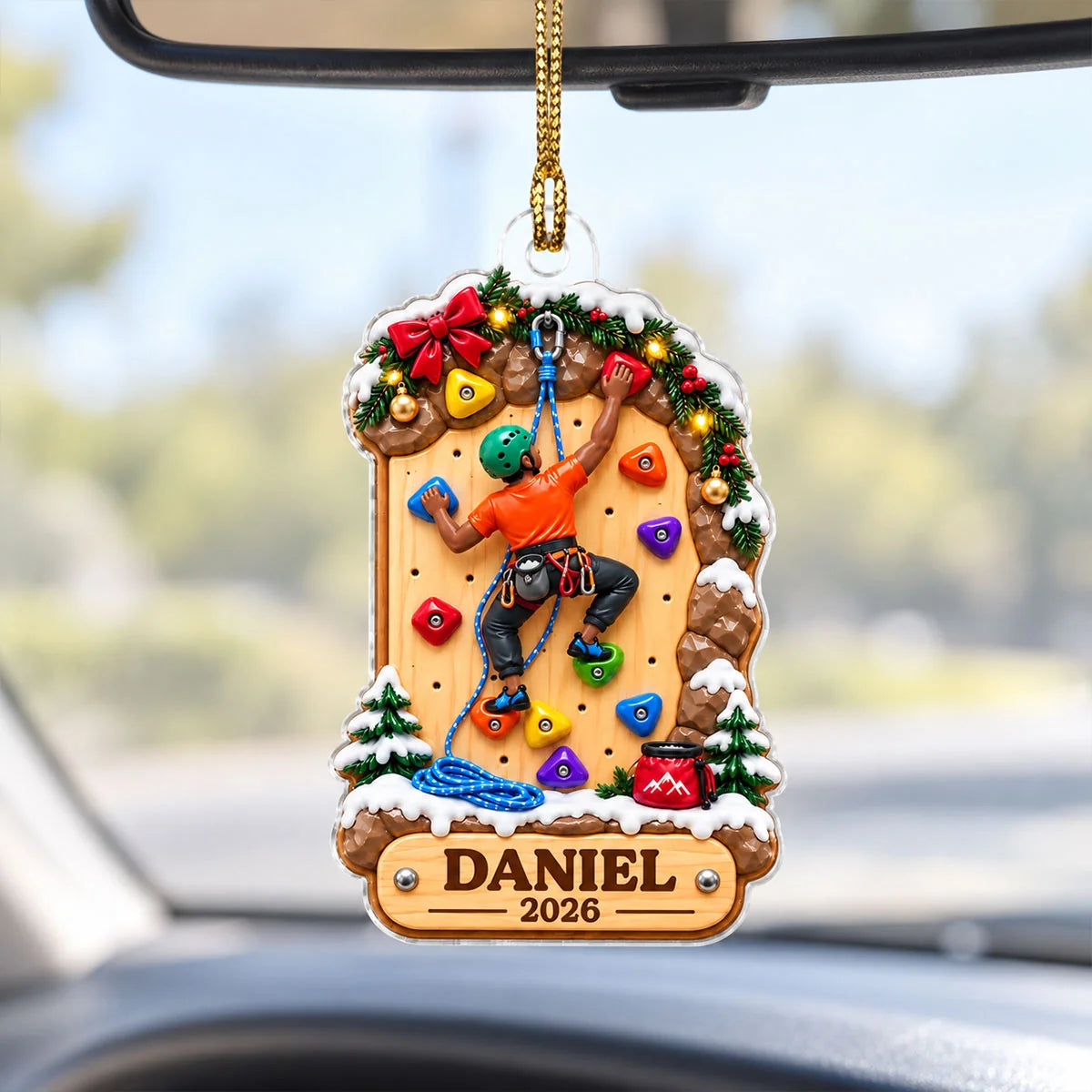 Personalized Rock Climbing Ornament - Custom Name Acrylic Keepsake for Kids & Climbers