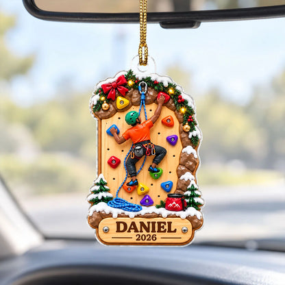 Personalized Rock Climbing Ornament - Custom Name Acrylic Keepsake for Kids & Climbers
