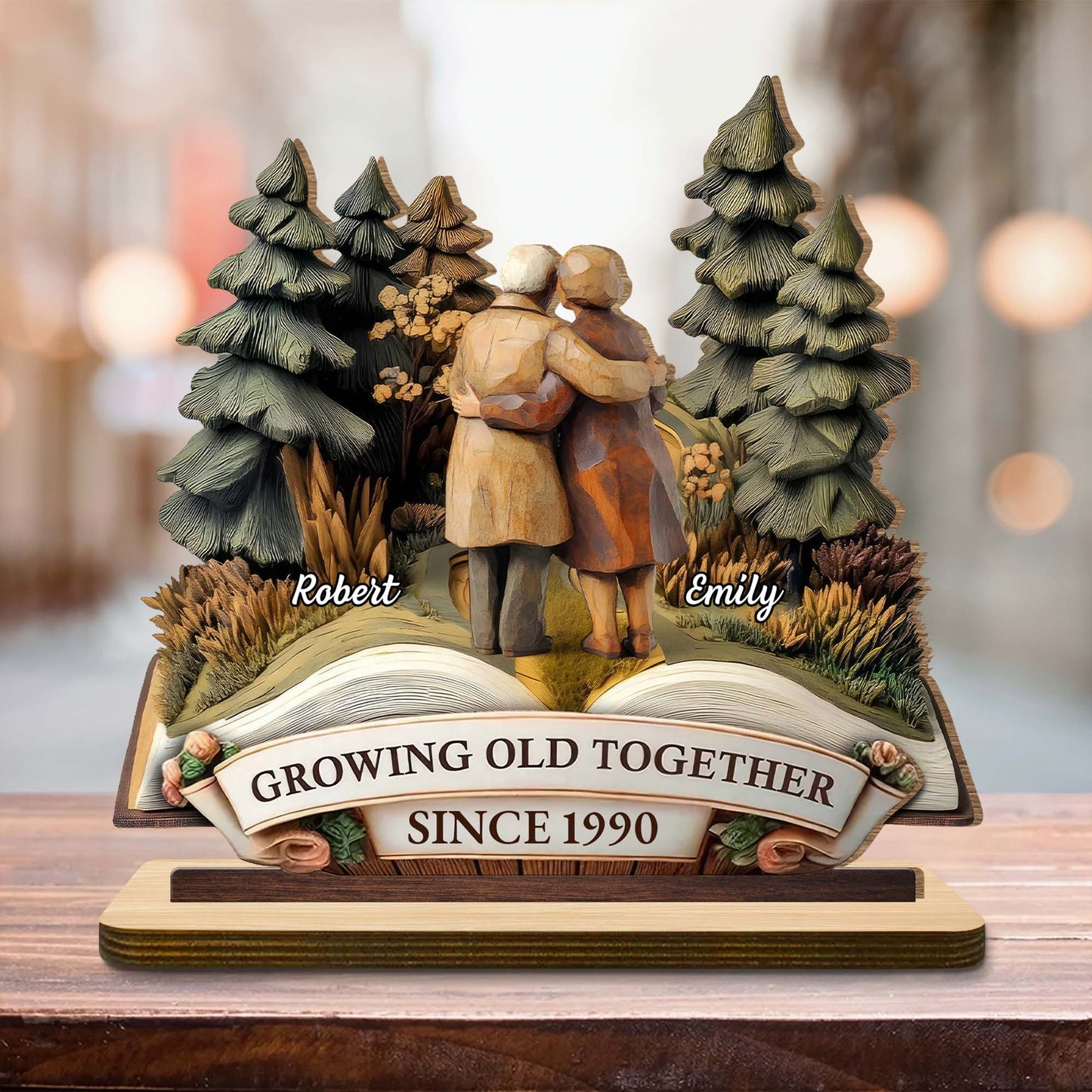 Wood Sign material and size view - Personalized Couple Anniversary Gift